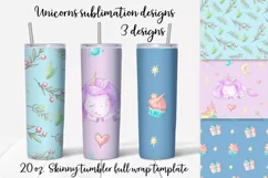 Unicorns sublimation. Skinny tumbler wrap design. Product Image 1