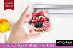 Pug Valentine Magnet Sublimation Valentines Day Square Product Image 1