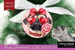 Pug Valentine Ornament PNG Valentines Day PNG Sublimation Product Image 1