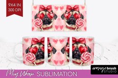 Pug Valentine Mug Wrap Valentines Day Mug PNG Sublimation Product Image 1