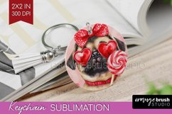 Pug Valentine Keychain PNG Valentines Day Keychain Product Image 1