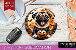 Pug Dog Car Coaster Halloween Coaster PNG Sublimation Product Image 1