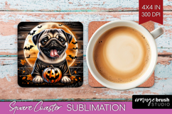 Pug Dog Square Coaster Halloween Coaster PNG Sublimation Product Image 1