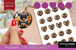Pug Dog Round Sticker Halloween Printable Sticker Sheet Product Image 1