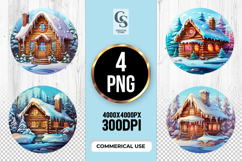 Snow Cabin Winter clipart sublimation png Product Image 1