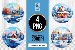 Snow Cabin Scenery clipart sublimation png Product Image 1
