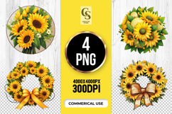 Sunflower Floral Wreaths clipart sublimation png Product Image 1