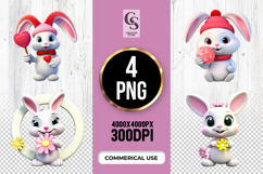 Cute Bunny Clipart With Flowers clipart sublimation png Product Image 1