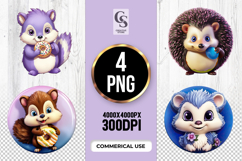 Cute Forest Animals clipart sublimation png Product Image 1