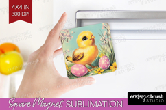 Retro Easter Magnet Sublimation - Easter Square Magnet PNG Product Image 1