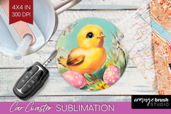 Retro Easter Car Coaster - Easter Coaster PNG Sublimation Product Image 1