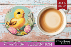 Retro Easter Round Coaster - Easter Coaster PNG Sublimation Product Image 1