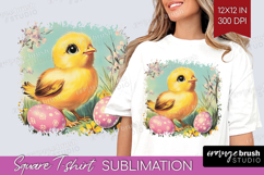 Retro Easter Square Tshirt Background - Easter PNG Product Image 1