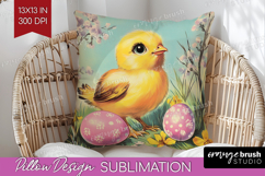 Retro Easter Pillow Sublimation - Easter Pillow Cover PNG Product Image 1