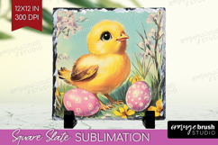 Retro Easter Slate PNG - Easter Square Slate Sublimation Product Image 1