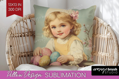 Retro Easter Pillow Sublimation - Easter Pillow Cover PNG Product Image 1