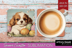Retro Easter Square Coaster - Easter Coaster PNG Sublimation Product Image 1