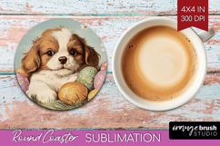Retro Easter Round Coaster - Easter Coaster PNG Sublimation Product Image 1