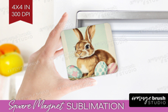 Retro Easter Magnet Sublimation - Easter Square Magnet PNG Product Image 1