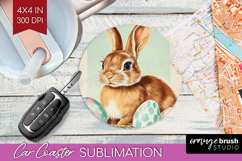 Retro Easter Car Coaster - Easter Coaster PNG Sublimation Product Image 1