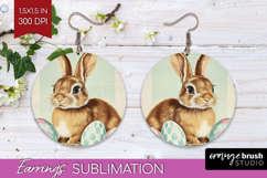 Retro Easter Round Earrings - Easter PNG Sublimation Product Image 1
