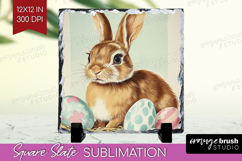 Retro Easter Slate PNG - Easter Square Slate Sublimation Product Image 1