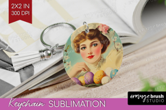 Retro Easter Keychain PNG - Easter Keychain Sublimation Product Image 1