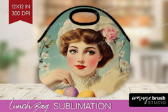 Retro Easter Lunch Bag - Easter Lunch Bug PNG Sublimation Product Image 1