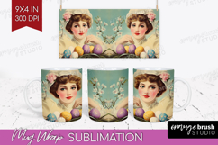 Retro Easter Mug Wrap - Easter Mug PNG Sublimation Product Image 1