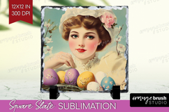 Retro Easter Slate PNG - Easter Square Slate Sublimation Product Image 1