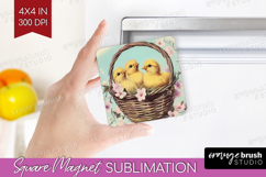 Retro Easter Magnet Sublimation - Easter Square Magnet PNG Product Image 1