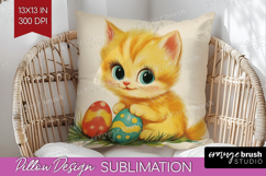 Retro Easter Pillow Sublimation - Easter Pillow Cover PNG Product Image 1