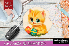 Retro Easter Car Coaster - Easter Coaster PNG Sublimation Product Image 1