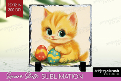 Retro Easter Slate PNG - Easter Square Slate Sublimation Product Image 1