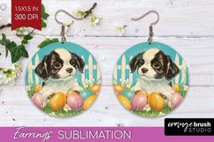 Retro Easter Round Earrings - Easter PNG Sublimation Product Image 1