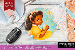 Retro Easter Car Coaster - Easter Coaster PNG Sublimation Product Image 1