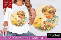 Retro Easter Round Tshirt Background - Easter PNG Product Image 1