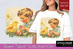 Retro Easter Square Tshirt Background - Easter PNG Product Image 1