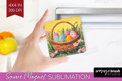 Retro Easter Magnet Sublimation - Easter Square Magnet PNG Product Image 1