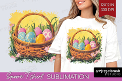 Retro Easter Square Tshirt Background - Easter PNG Product Image 1
