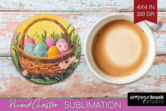 Retro Easter Round Coaster - Easter Coaster PNG Sublimation Product Image 1
