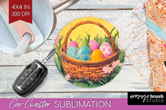 Retro Easter Car Coaster - Easter Coaster PNG Sublimation Product Image 1