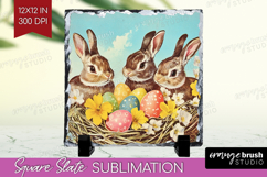 Retro Easter Slate PNG - Easter Square Slate Sublimation Product Image 1