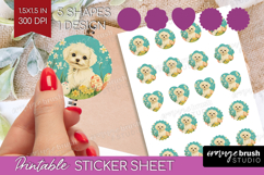 Retro Easter Round Sticker - Easter Printable Sticker Sheet Product Image 1