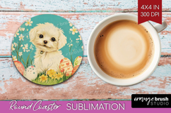 Retro Easter Round Coaster - Easter Coaster PNG Sublimation Product Image 1