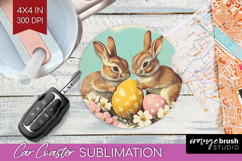 Retro Easter Car Coaster - Easter Coaster PNG Sublimation Product Image 1