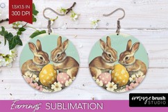 Retro Easter Round Earrings - Easter PNG Sublimation Product Image 1