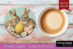 Retro Easter Round Coaster - Easter Coaster PNG Sublimation Product Image 1