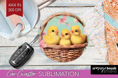 Retro Easter Car Coaster - Easter Coaster PNG Sublimation Product Image 1