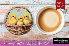 Retro Easter Round Coaster - Easter Coaster PNG Sublimation Product Image 1